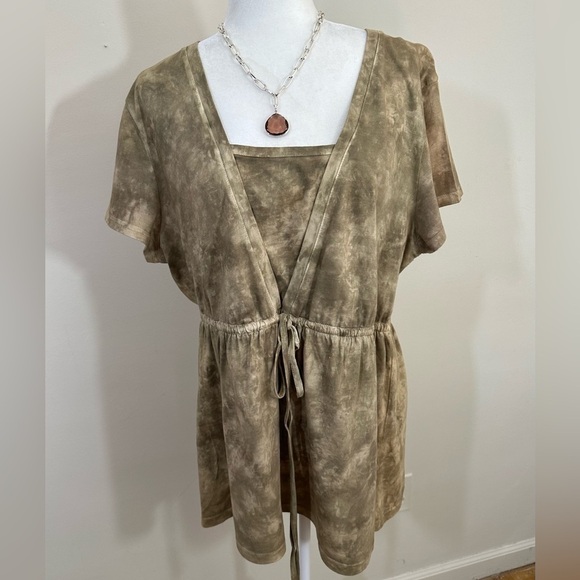 Style & Co Sports sz 1X top shades of tans looks like 2 piece set Tunic length - Picture 1 of 14